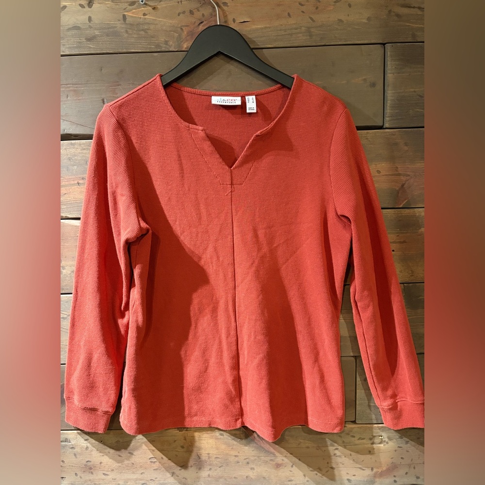 Orange waffle knit top
